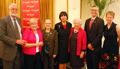 Brecht's brother-in law, Larry Morgan, sister, Julianne, Laura Gasaway, Pauline Aranas, Judge Dorothy Nelson, Dean Robert K. Rasmussen and Amy Ross