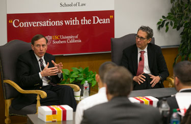 Gen. David Petraeus, left, with Dean Robert K. Rasmussen