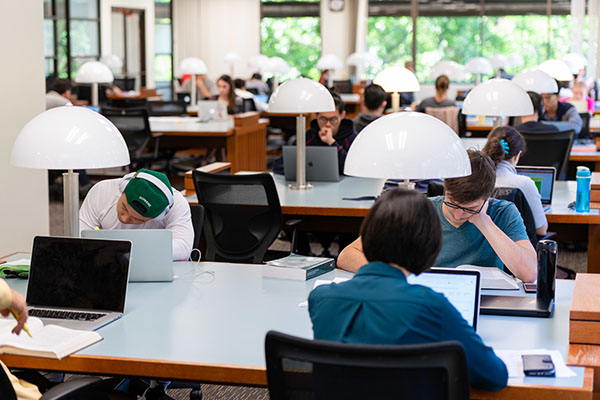 Gould students studying at the law library