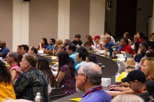 Audience at Dean Kirschner's lecture to all the Gould Trojan Family Weekend participants.