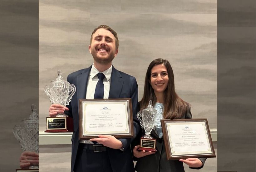 ABA Appellate Advocacy Moot Court winners Ian Finley and Athena Tsianos